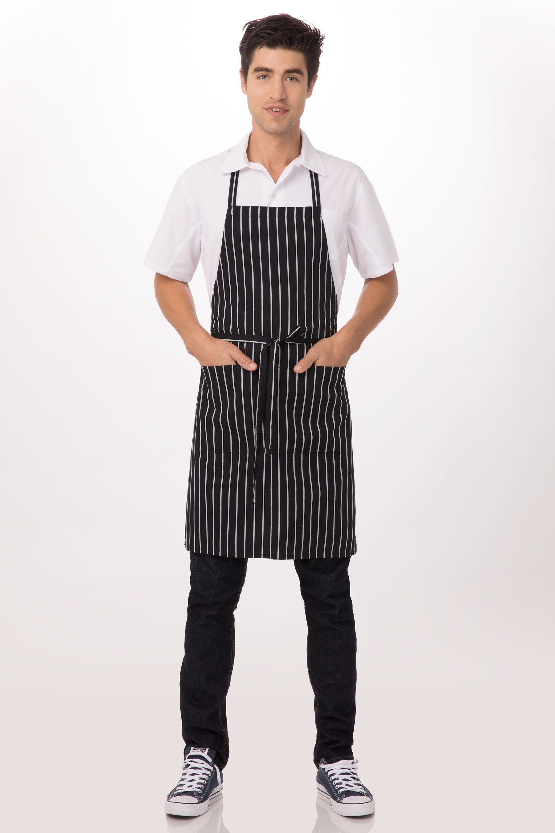 Chalk Stripe Bib Apron